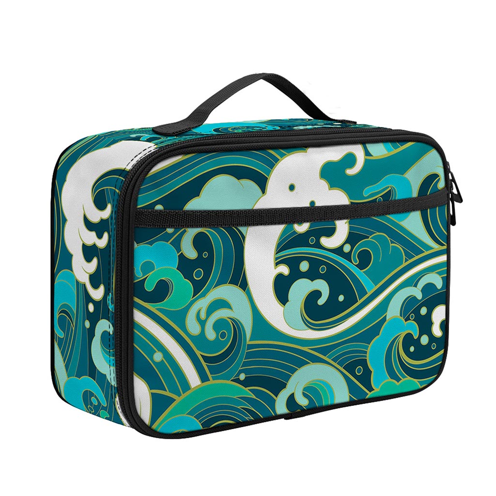 Deep Sea Wave Surfing Pattern Print Portable Lunch Bag