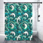 Deep Sea Wave Surfing Pattern Print Premium Shower Curtain