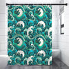 Deep Sea Wave Surfing Pattern Print Premium Shower Curtain