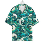 Deep Sea Wave Surfing Pattern Print Rayon Hawaiian Shirt