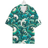 Deep Sea Wave Surfing Pattern Print Rayon Hawaiian Shirt