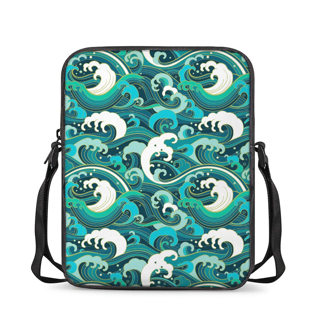 Deep Sea Wave Surfing Pattern Print Rectangular Crossbody Bag