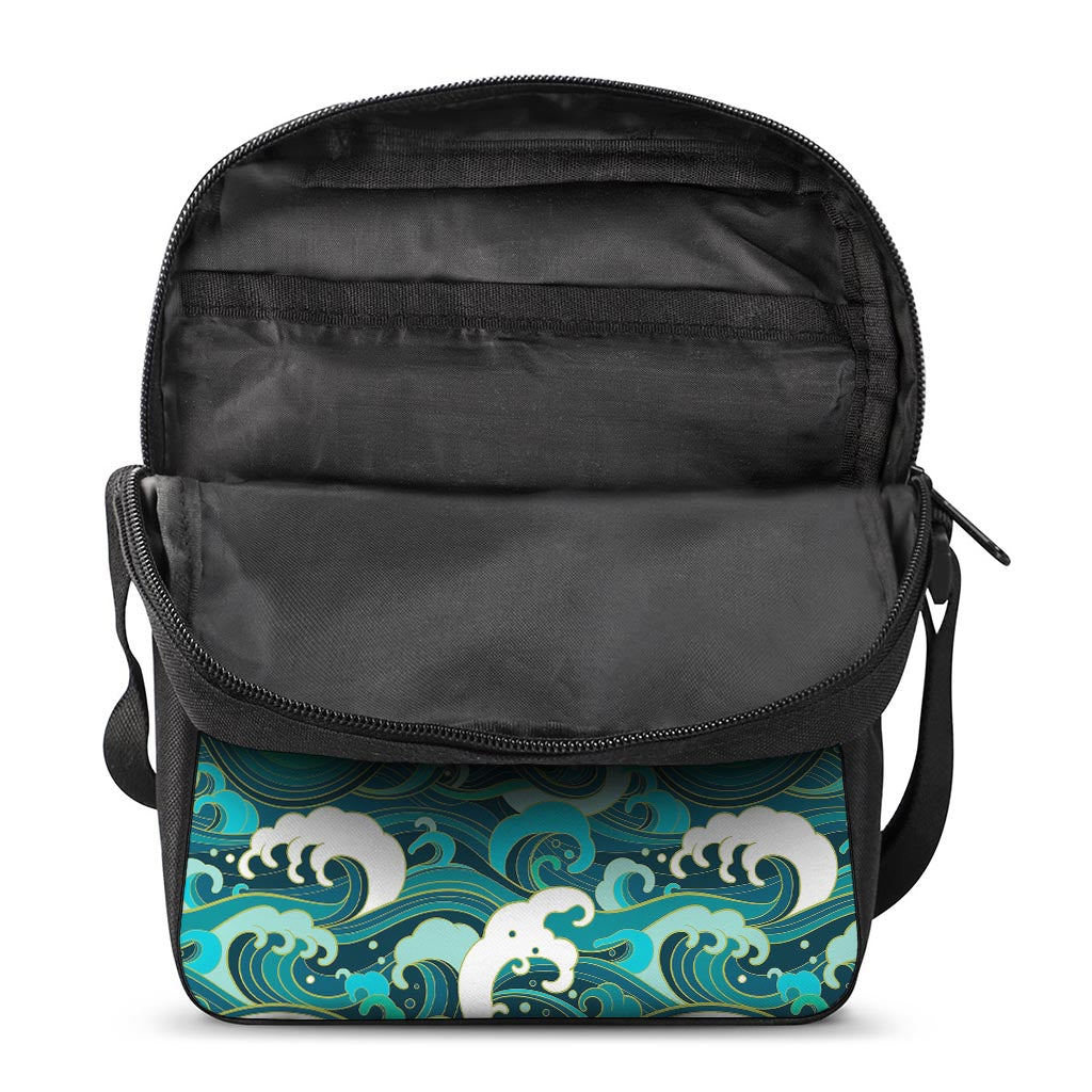 Deep Sea Wave Surfing Pattern Print Rectangular Crossbody Bag