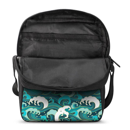 Deep Sea Wave Surfing Pattern Print Rectangular Crossbody Bag