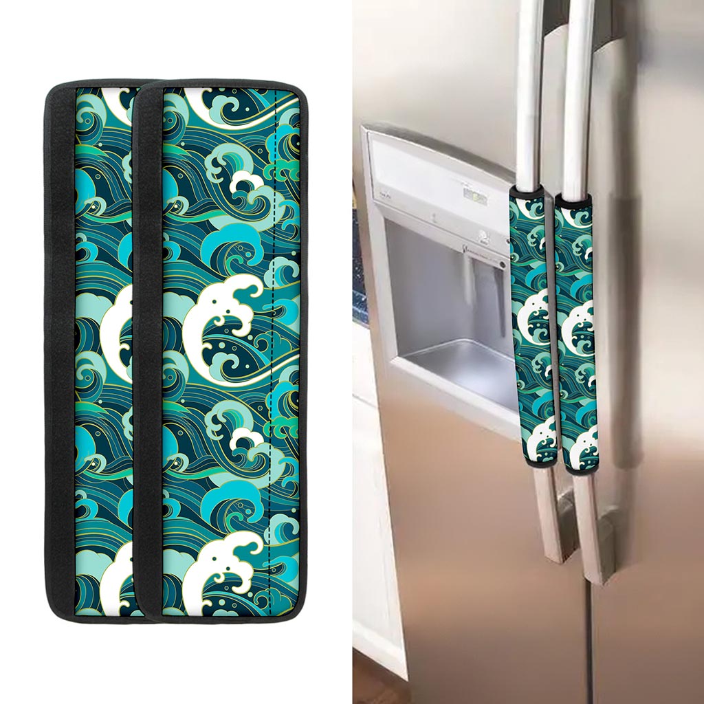 Deep Sea Wave Surfing Pattern Print Refrigerator Handle Covers