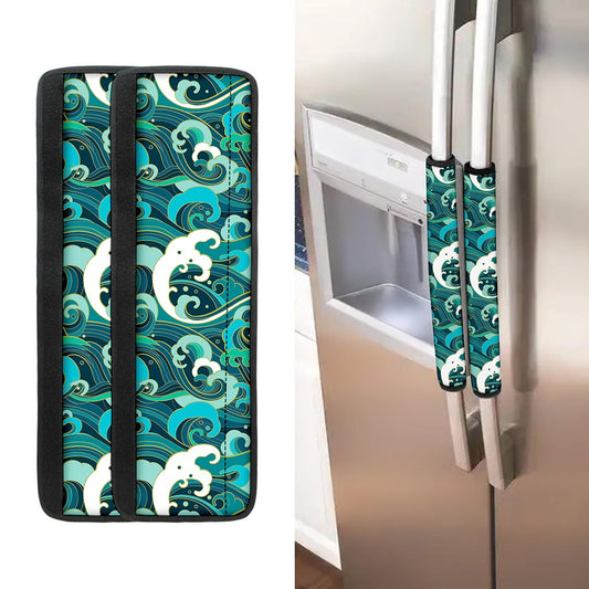 Deep Sea Wave Surfing Pattern Print Refrigerator Handle Covers