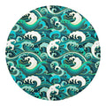 Deep Sea Wave Surfing Pattern Print Round Blanket