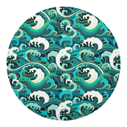Deep Sea Wave Surfing Pattern Print Round Blanket