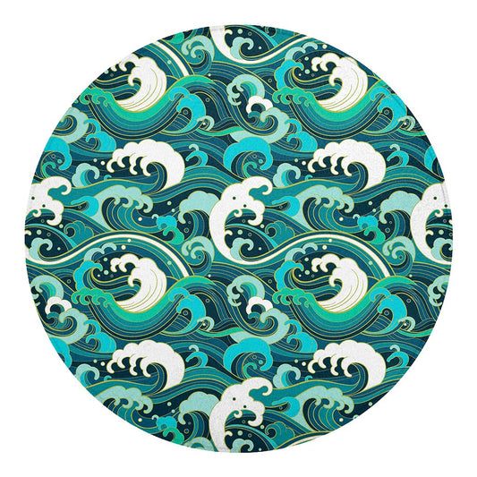 Deep Sea Wave Surfing Pattern Print Round Blanket