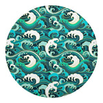 Deep Sea Wave Surfing Pattern Print Round Blanket