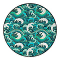 Deep Sea Wave Surfing Pattern Print Round Floor Mat