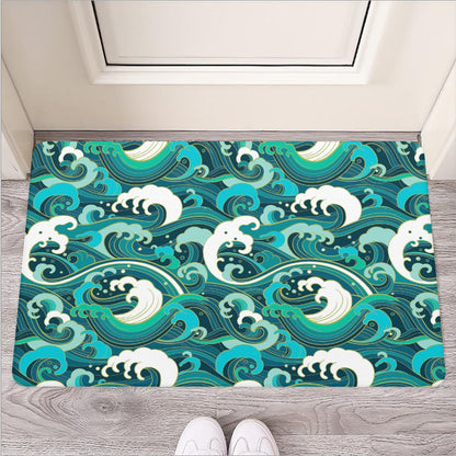 Deep Sea Wave Surfing Pattern Print Rubber Doormat