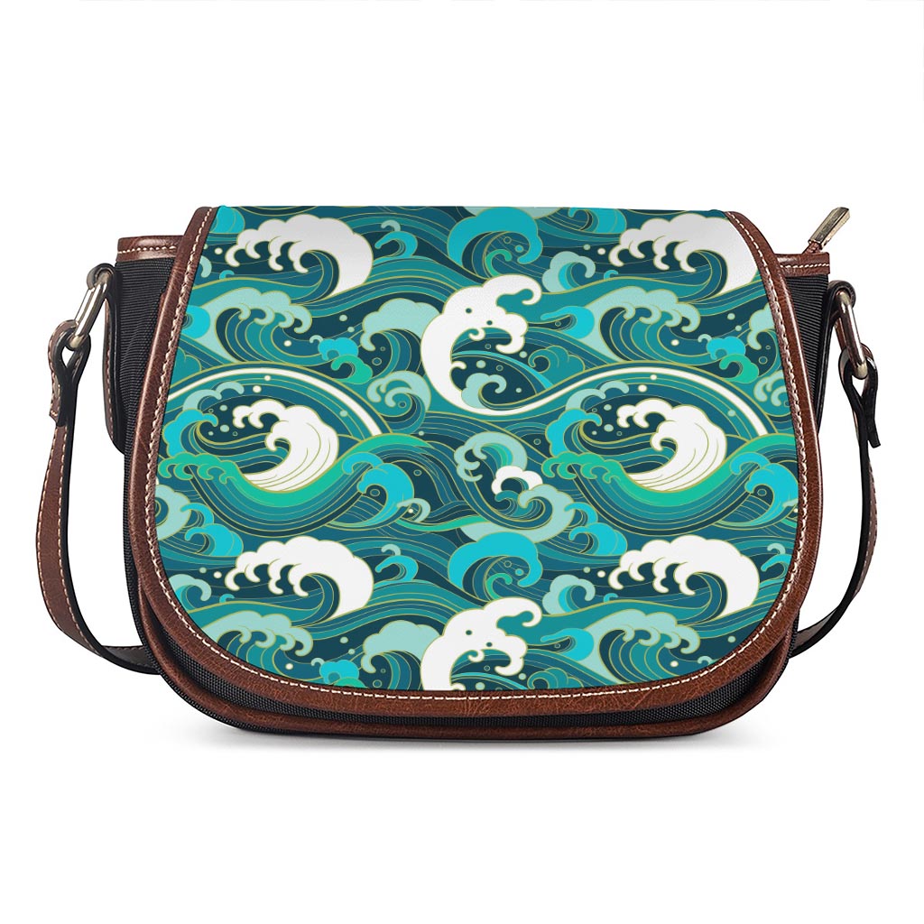 Deep Sea Wave Surfing Pattern Print Saddle Bag