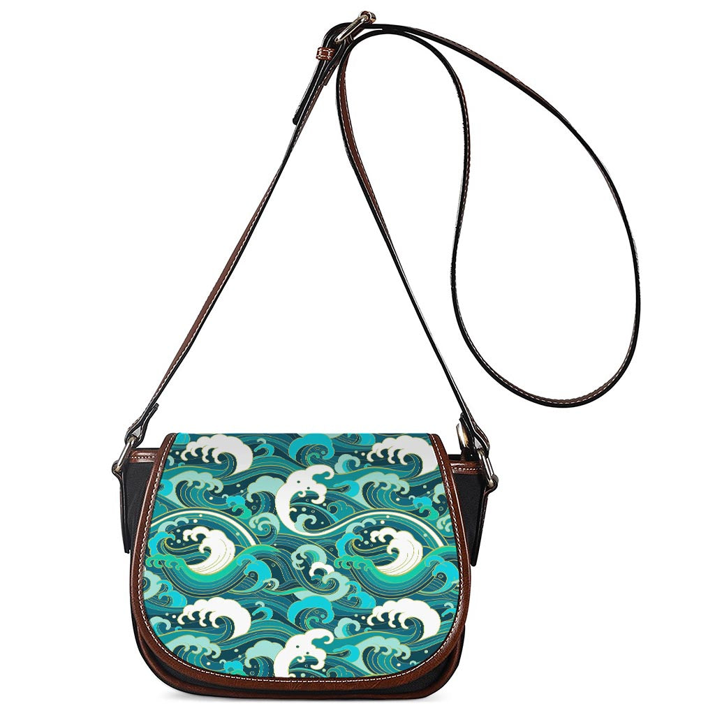 Deep Sea Wave Surfing Pattern Print Saddle Bag