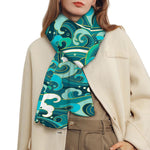 Deep Sea Wave Surfing Pattern Print Scarf