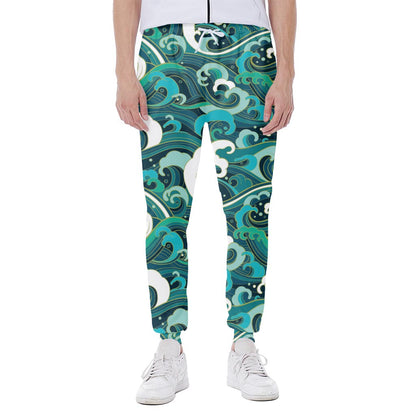 Deep Sea Wave Surfing Pattern Print Scuba Joggers