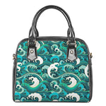 Deep Sea Wave Surfing Pattern Print Shoulder Handbag