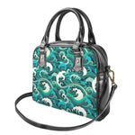 Deep Sea Wave Surfing Pattern Print Shoulder Handbag