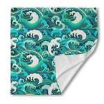 Deep Sea Wave Surfing Pattern Print Silk Bandana