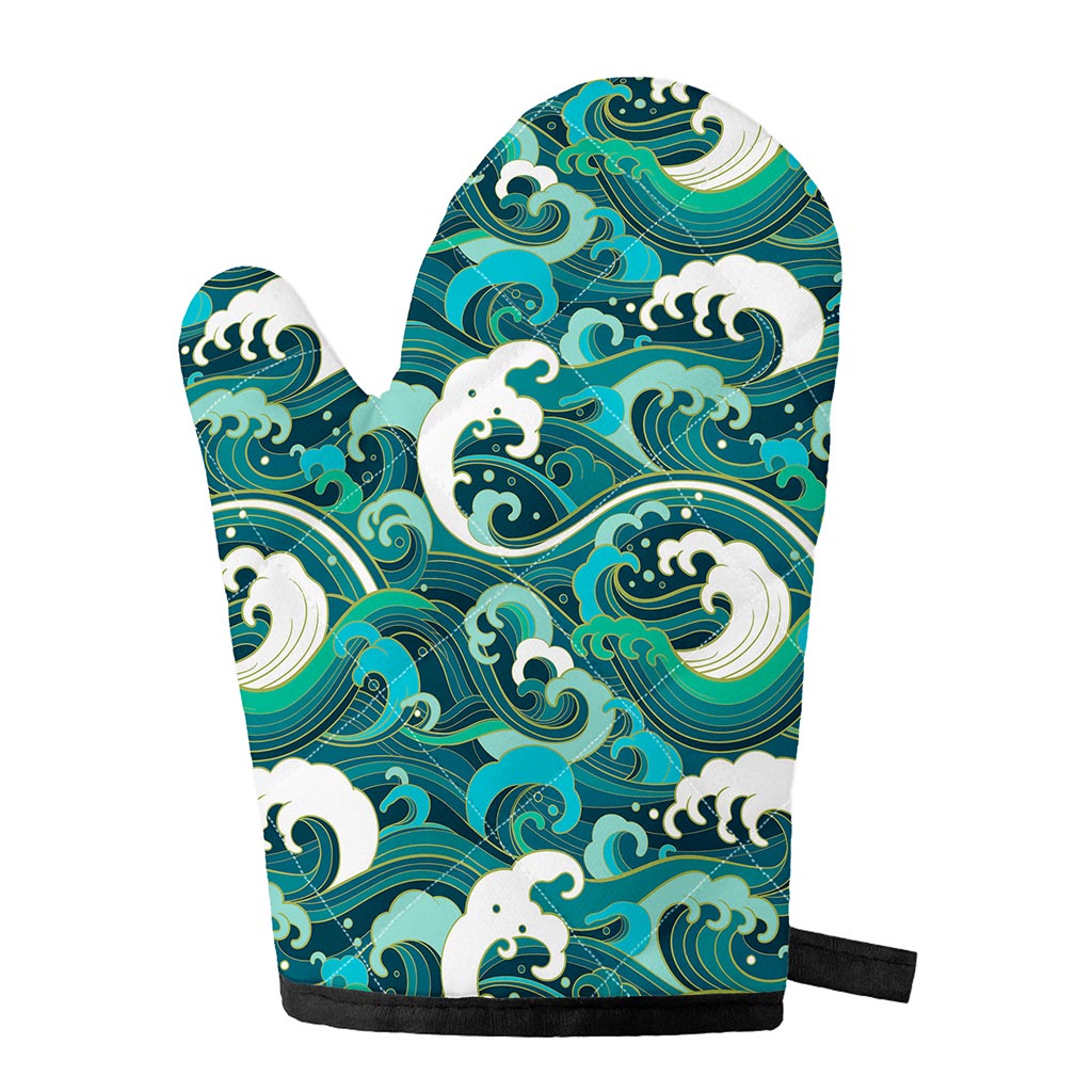 Deep Sea Wave Surfing Pattern Print Single Oven Mitt