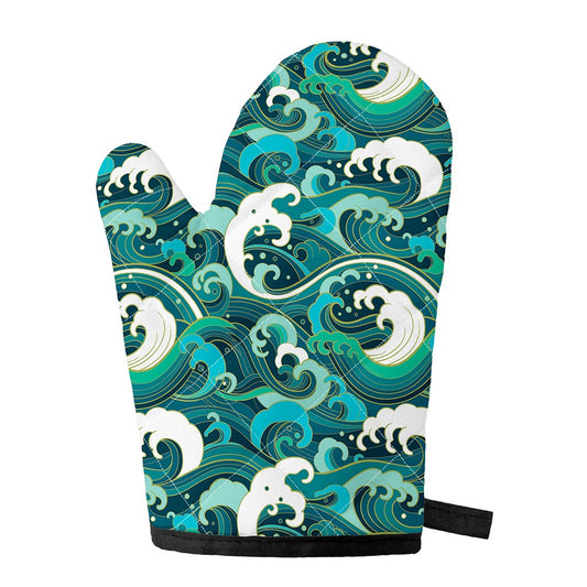 Deep Sea Wave Surfing Pattern Print Single Oven Mitt