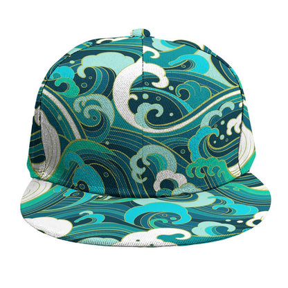 Deep Sea Wave Surfing Pattern Print Snapback Cap