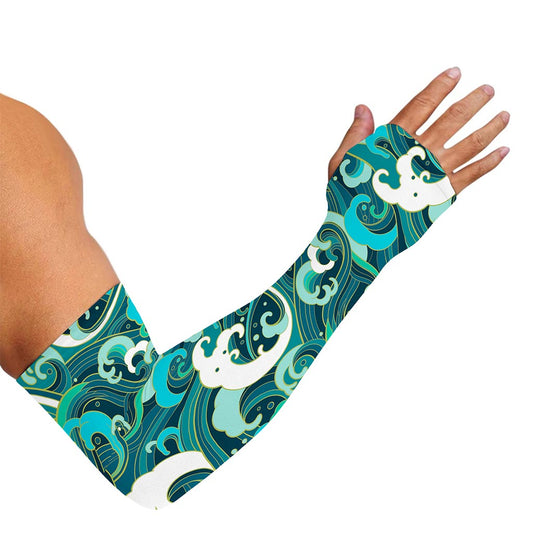 Deep Sea Wave Surfing Pattern Print Sun Protection Arm Sleeves