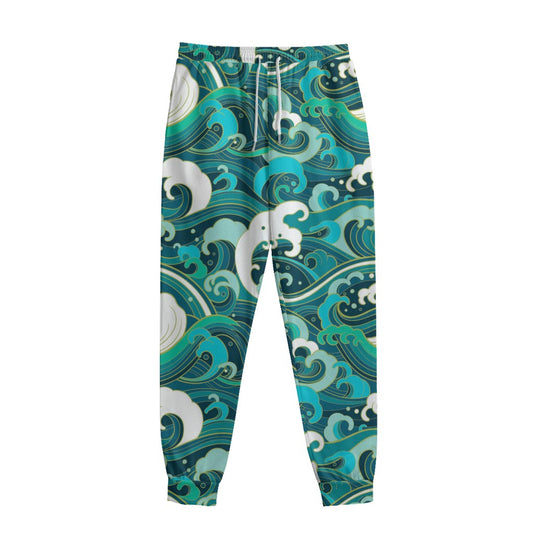 Deep Sea Wave Surfing Pattern Print Sweatpants