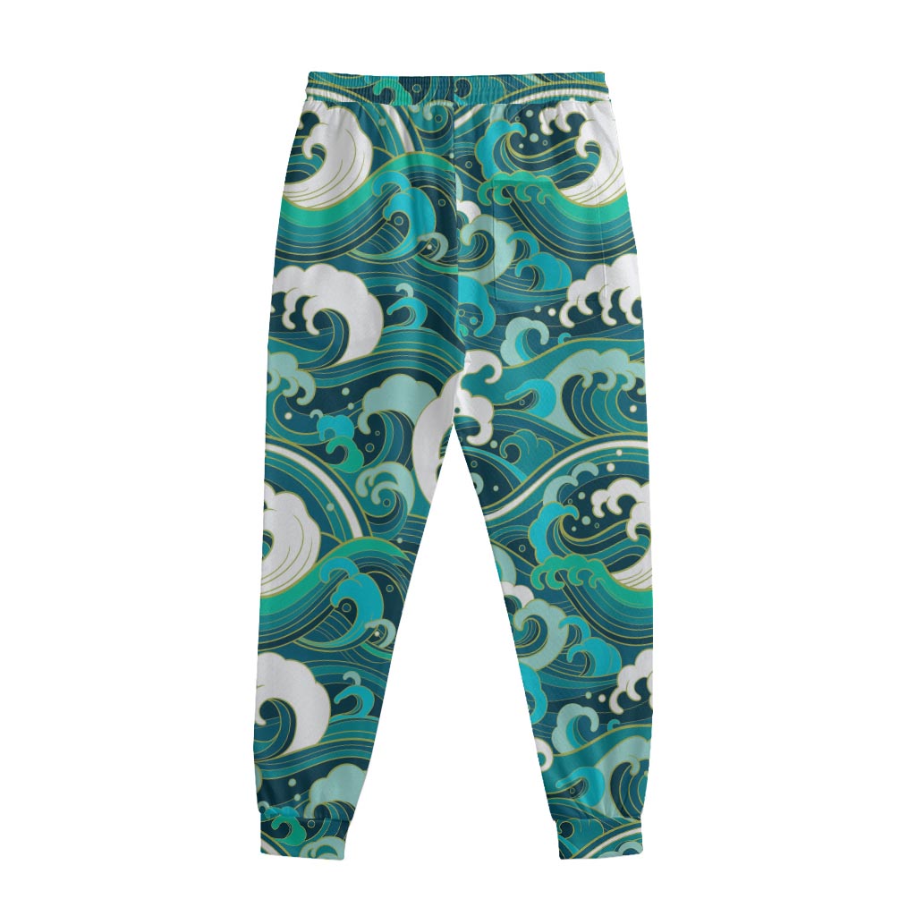 Deep Sea Wave Surfing Pattern Print Sweatpants