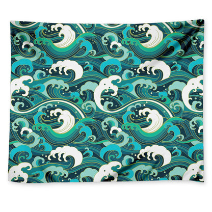 Deep Sea Wave Surfing Pattern Print Tapestry