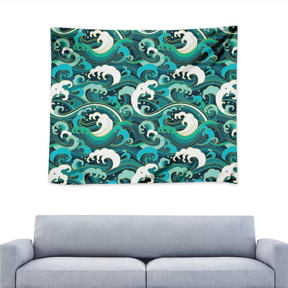 Deep Sea Wave Surfing Pattern Print Tapestry