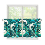 Deep Sea Wave Surfing Pattern Print Tier Curtains
