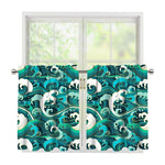 Deep Sea Wave Surfing Pattern Print Tier Curtains