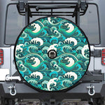 Deep Sea Wave Surfing Pattern Print Tire Cover With Camera Hole