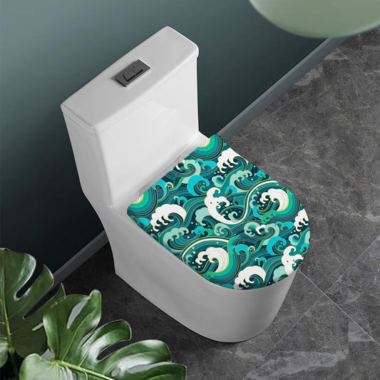 Deep Sea Wave Surfing Pattern Print Toilet Lid Cover