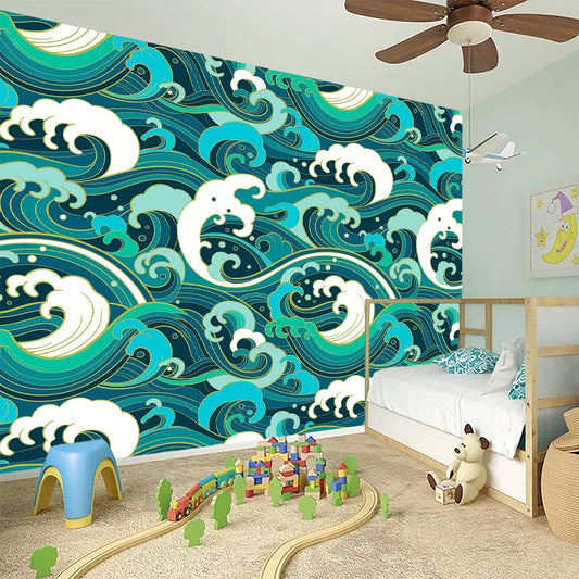 Deep Sea Wave Surfing Pattern Print Wall Sticker