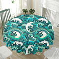 Deep Sea Wave Surfing Pattern Print Waterproof Round Tablecloth