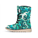 Deep Sea Wave Surfing Pattern Print Winter Boots