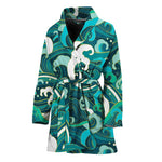 Deep Sea Wave Surfing Pattern Print Women's Bathrobe