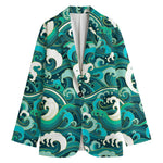 Deep Sea Wave Surfing Pattern Print Women's Blazer