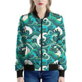 Deep Sea Wave Surfing Pattern Print Women's Bomber Jacket