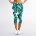 Deep Sea Wave Surfing Pattern Print Women's Capri Leggings