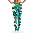 Deep Sea Wave Surfing Pattern Print Women's Leggings