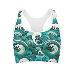 Deep Sea Wave Surfing Pattern Print Women's Sports Bra