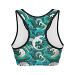 Deep Sea Wave Surfing Pattern Print Women's Sports Bra
