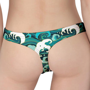 Deep Sea Wave Surfing Pattern Print Women's Thong