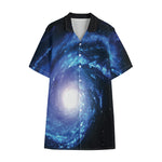 Deep Space Milky Way Print Cotton Hawaiian Shirt