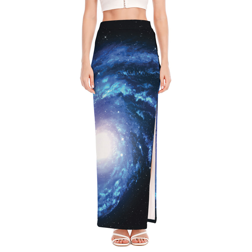 Deep Space Milky Way Print High Slit Maxi Skirt