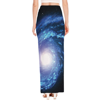 Deep Space Milky Way Print High Slit Maxi Skirt