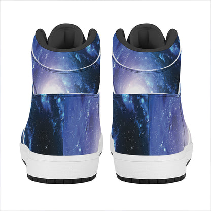 Deep Space Milky Way Print High Top Leather Sneakers